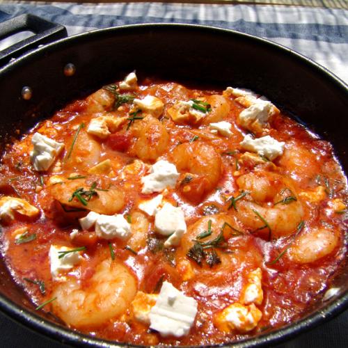 Krevety saganaki